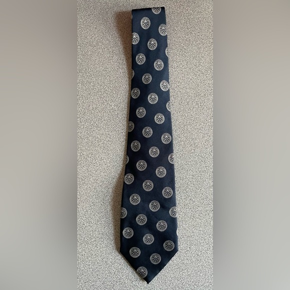 Cornelia James Navy Blue & White Silk Tie 3.5x58” - Picture 2 of 5